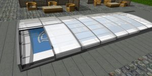 Aluroof model Compact - duże drzwi ułatwiają wejście do wody