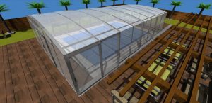Aluroof model Lofty - widok na zakryty basen
