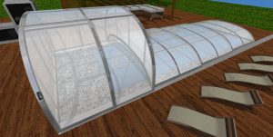 Aluroof model Cosy widok na zamknięte zadaszenie basenu